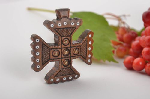 Cross necklace for women handmade cross pendant designer accessories wooden gift - MADEheart.com