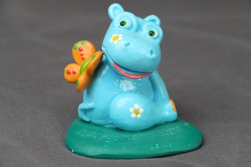 Estatueta de argila Hipopótamo - MADEheart.com