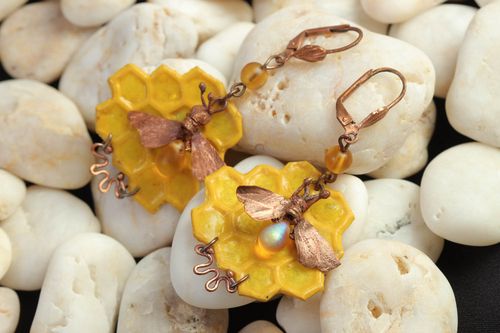 Handmade polymer clay earrings with charms fashion jewelry plastic earrings - MADEheart.com