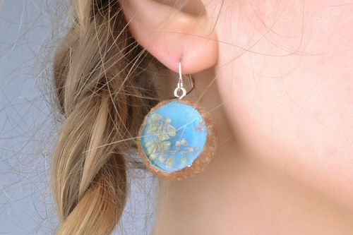 Earrings with dried flowers Acorns - MADEheart.com