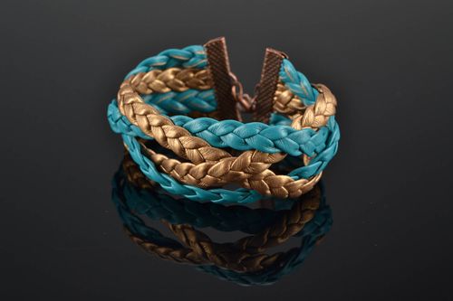 Pulseira trançada de couro bracelete feminino feito à mão  - MADEheart.com
