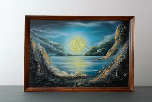 Landscape oil painting Full Moon - MADEheart.com