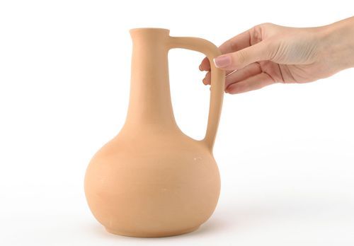 30 oz clay wine carafe with handle in plain design 2,2 lb - MADEheart.com