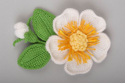 Handmade crochet flower barrette hair clip how to do my hair gifts for kids - MADEheart.com