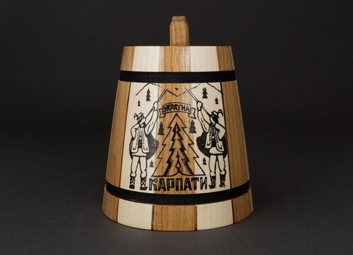 Ethnic wooden mug - MADEheart.com