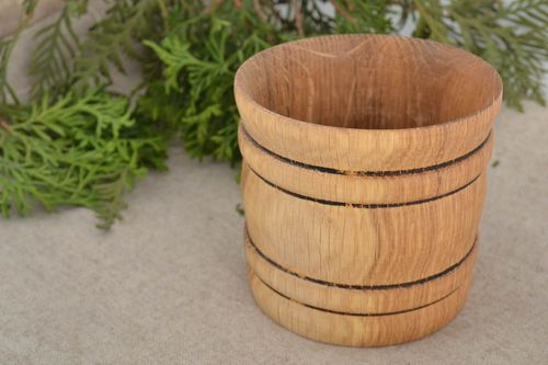 Handmade carved natural wooden mortar for grinding spices 350 ml for kitchen - MADEheart.com