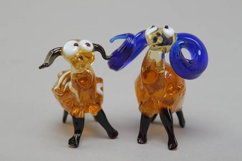 Petites figurines en verre au chalumeau moutons faites main cadeau déco - MADEheart.com