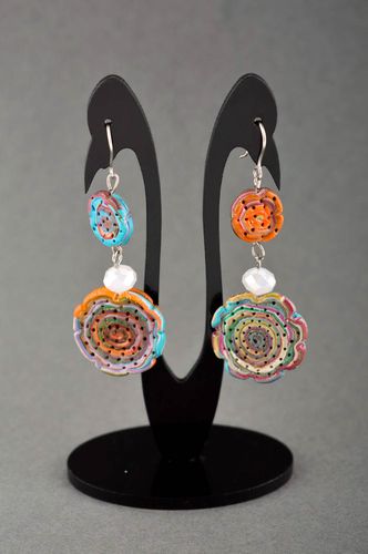 Handmade Polymer Schmuck Accessoire für Frauen grelle Blumen Ohrringe  - MADEheart.com
