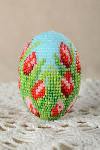 Handmade Easter decoration unique festive seed beaded decoration for home - MADEheart.com