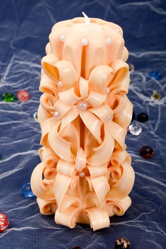 Stylish handmade carved paraffin candle beautiful candle designs wedding decor - MADEheart.com