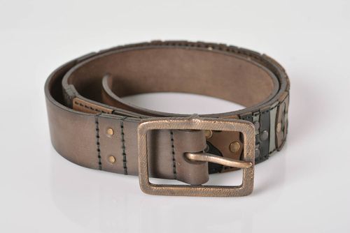 Cinturón de cuero hecho a mano ropa masculina de estilo accesorio de moda - MADEheart.com