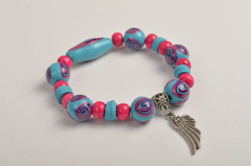 Plastic bracelet handmade polymer clay bead bracelet with charms summer bracelet - MADEheart.com