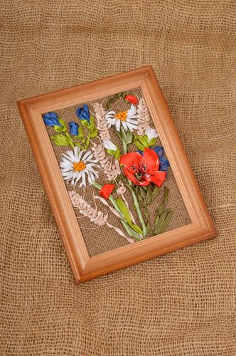 Handmade wall decor ribbon embroidery for decorative use only housewarming gift  - MADEheart.com