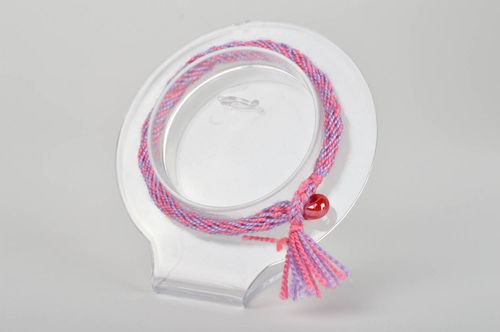 Bracelet textile Bijou fait main rose-mauve Accessoire femme design original - MADEheart.com