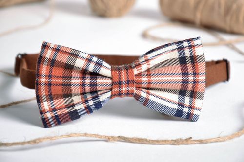 Brown checkered bow tie - MADEheart.com