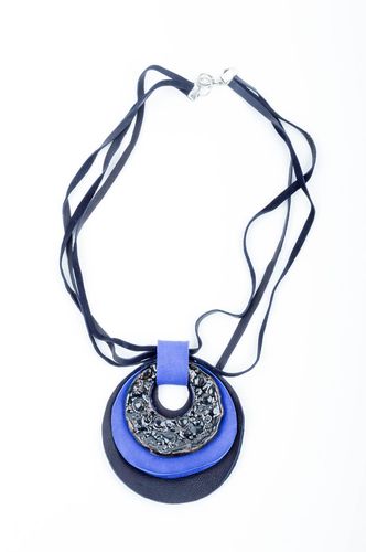 Handmade leather accessory ceramic pendant neck accessory for women great gift - MADEheart.com