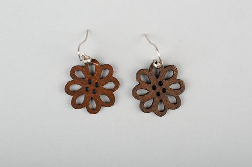 Stylish handmade wooden earrings beautiful jewellery contemporary jewelry - MADEheart.com