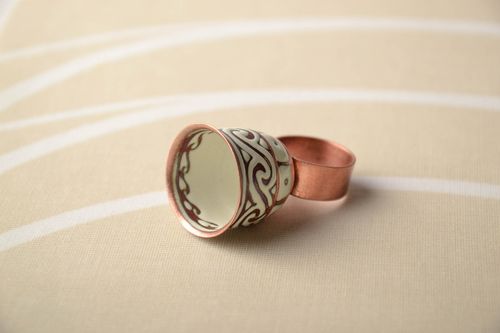 Massive painted copper seal ring - MADEheart.com