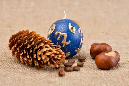 Deko Kerze blau handgemachte Kerze Schlafzimmer Deko Ideen Paraffin Kerze grell - MADEheart.com