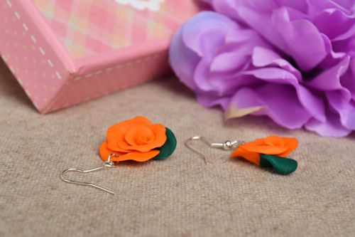 Pendientes hechos a mano modelados bisutería fina regalo original Rosas - MADEheart.com