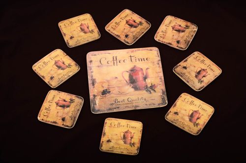 Handmade wooden coaster 8 heat resistant coasters hot pads table setting - MADEheart.com