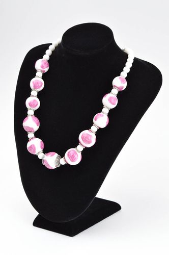 Unusual handmade plastic bead necklace costume jewelry designs small gifts - MADEheart.com
