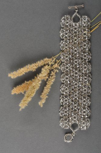 Handmade crystal beaded bracelet wide bracelet made of beads woven bracelet - MADEheart.com