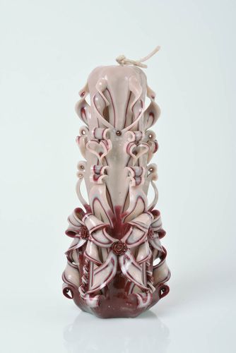 Large gentle handmade beautiful carved paraffin candle for interior decor - MADEheart.com