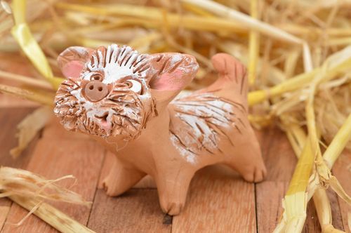 Figurine chien fait main Statuette céramique design écologique Déco maison - MADEheart.com