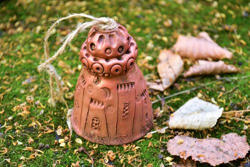 Колокольчик из глины ручной работы керамический колокольчик глиняный сувенир - MADEheart.com