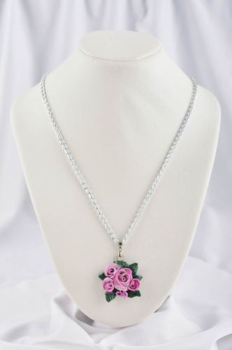Polymer clay pendant flower pendant handmade accessories plastic jewelry - MADEheart.com