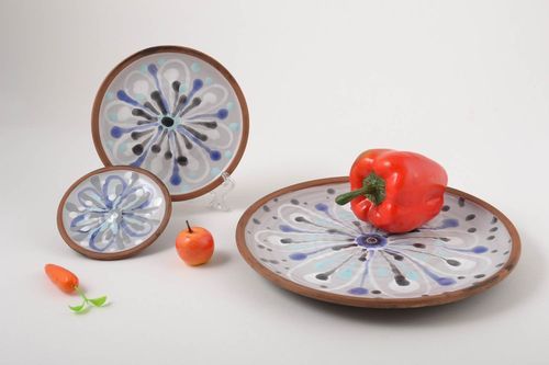 Посуда из керамики тарелки ручной работы глиняные тарелки набор три штуки - MADEheart.com
