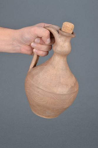 White lead-free 30 oz ceramic wine decanter in Greek style 10, 1,6 lb - MADEheart.com