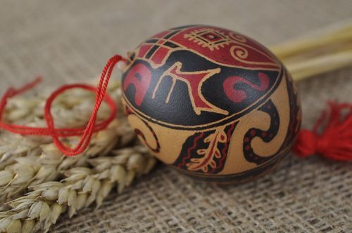 Painted egg Berehynia with fish and deer - MADEheart.com