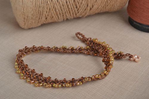 Rocailles Kette Handmade Damen Collier Halsketten Damen braun Halsketten Frauen - MADEheart.com