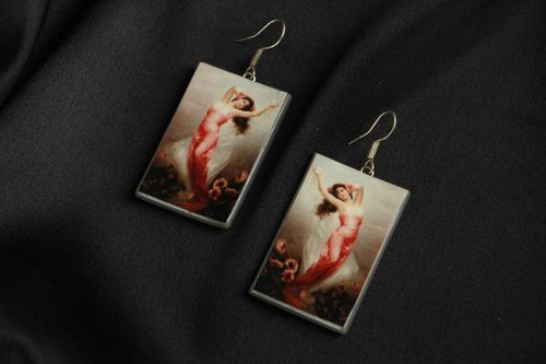 Boucles doreilles rectangulaires en plastique faites main - MADEheart.com