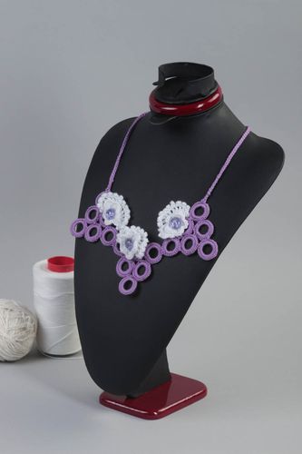 Stylish neck jewelry female handmade necklace textile unusual necklace - MADEheart.com