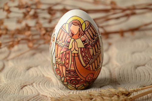 Расписное яйцо гусиное с ангелом - MADEheart.com