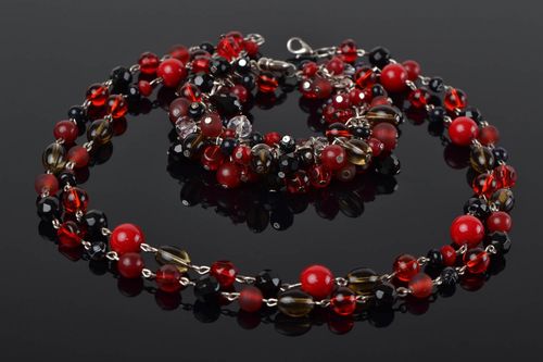 Collier et bracelet en pierres naturelles et verre faits main bijoux pour femme - MADEheart.com