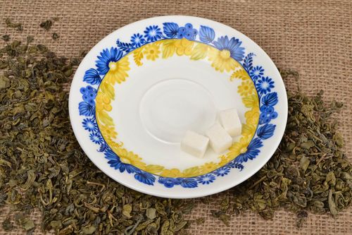 Soucoupe porcelaine fait main Petite assiette Service vaisselle peinte ronde - MADEheart.com