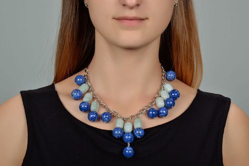 Blue handmade necklace  - MADEheart.com