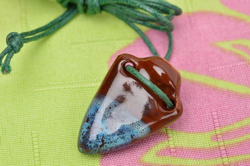 Handmade Aroma Anhänger Ethno Schmuck Frauen Accessoire aus Ton brauner Krug - MADEheart.com