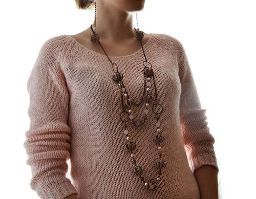 Boucles doreilles et collier deux pièces en cuir et quartz faits main - MADEheart.com