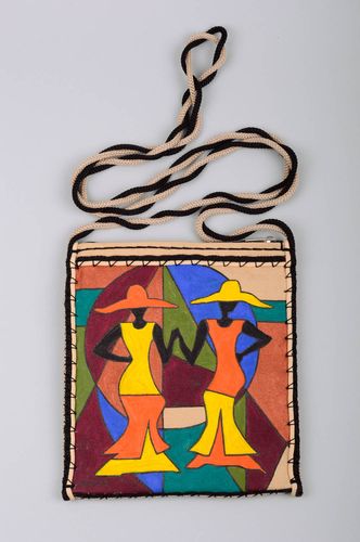 Bemalte Umhängetasche aus Zeltbahn mit Musterung schön künstlerische Handarbeit - MADEheart.com