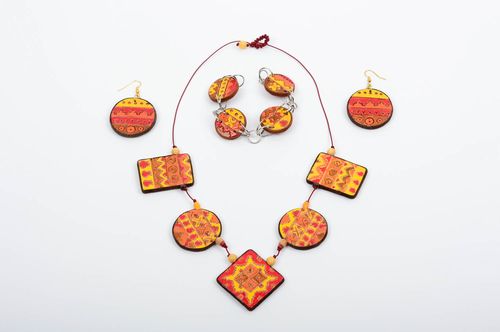 Handmade jewelry set ceramic necklace bracelet design clay earrings gift ideas - MADEheart.com