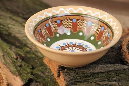 Handmade decorative ceramic bowl painted with glaze for sweets and nuts 200 ml - MADEheart.com
