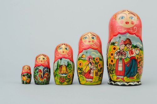 Matrioska dipinta fatta a mano decorazione da casa bambole russe di legno belle - MADEheart.com