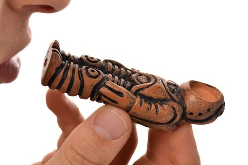 Hand-molded smoking device smoking accessories pocket smoking pipe clay pipe - MADEheart.com