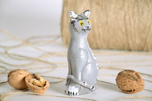 Estatueta decorativa artesanal de argila decoração do interior figuras de cerâmica Gato - MADEheart.com