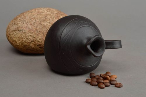 Wall hanging dark brown ceramic pitcher for home décor 3,15, 0,35 lb - MADEheart.com
